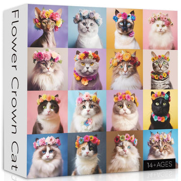 Pun puzzle 1000 pezzi di puzzle gatto della corona di fiori 1000 pezzi